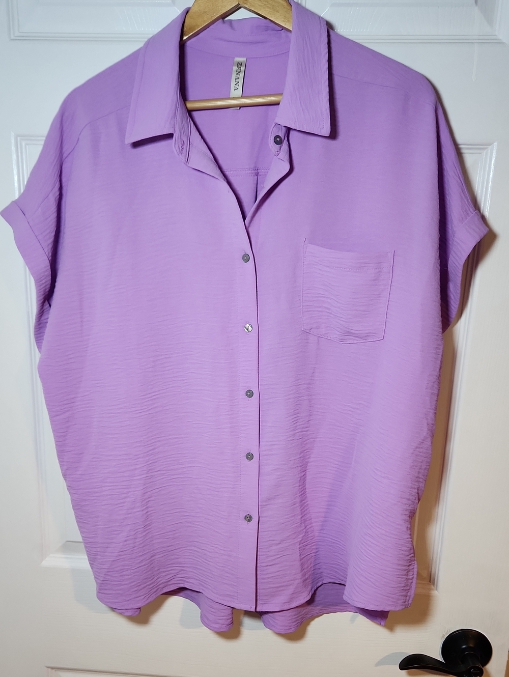 Zenana Lavender Button-Down Blouse